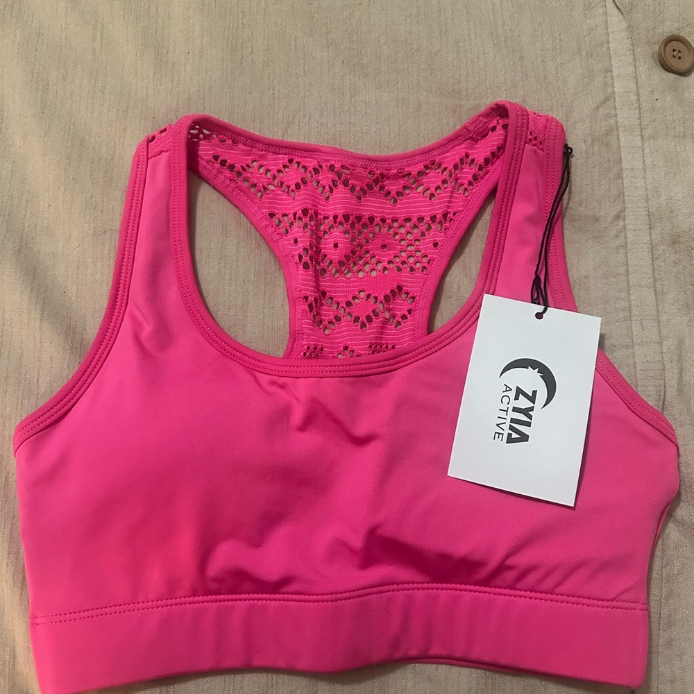 ZYIA Active Hot Pink Bomber Racerback Sports Bra XS - NWT